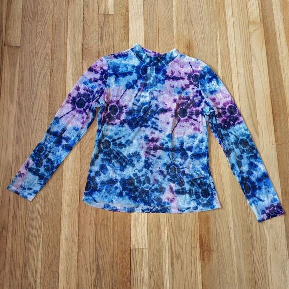 Francesca's Collections Tops - Francesca's full circle trends tie dye mesh mock neck long sleeve NWT